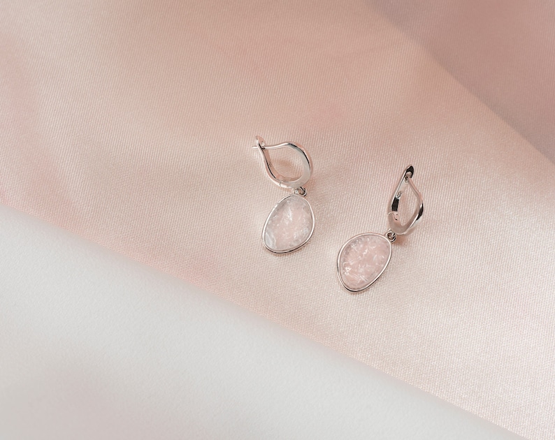 Rose Quartz Earrings, Gold Earrings, Drop Earrings, Teardrop Earrings, Gemstone Earrings, Dangle Earring, Rose Quartz Jewelry image 10