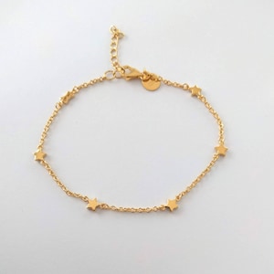 Bracciale con piccole STELLE in argento 925 e argento placcato oro 24k GOLD