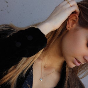 Ear jacket type earrings with spikes that peek out from behind, with triangles made of sterling silver image 7