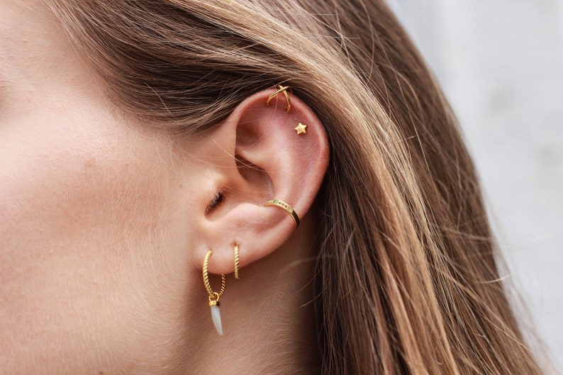 Crystal Rainbow Ear Cuff Rainbow pave ear cuff multicolour earcuff Rainbow midi ear cuff Sterling Silver Single Row Ear Cuff