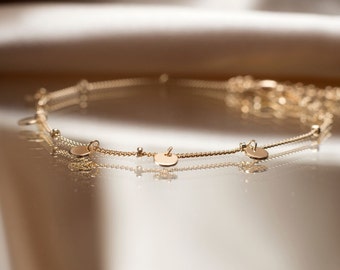 925 sterling zilveren muntarmband, kleine muntarmband, minimalistische kleine muntarmband, gouden kettingarmband