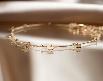 925 Sterling zilveren muntarmband, kleine muntarmband, minimalistische armband met kleine munten, gouden kettingarmband