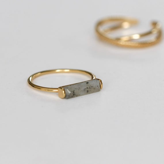 Labradorite ring natural stone ring minimalist ring | Etsy