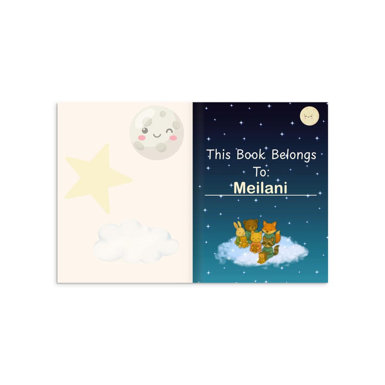 Hardcover Kid's Bedtime Storybook with Personalized "This Book Belongs To Page" and Bonus Coloring Page - Cuddlepuff Friends in Pajamas image 3
