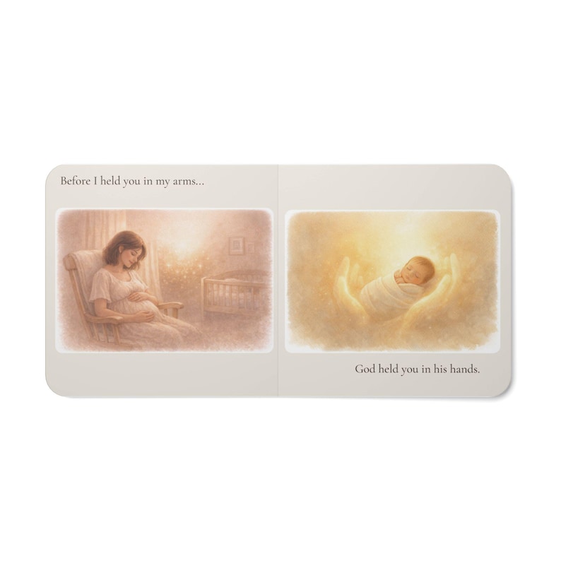 Christian Baby Board Book Gift, Baptism Keepsake for Newborn, Faith Nursery Book, Dedication Present for Parents, Before I Held You, God Did image 2