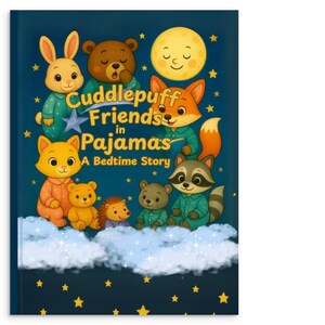 Hardcover Kid's Bedtime Storybook with Personalized "This Book Belongs To Page" and Bonus Coloring Page - Cuddlepuff Friends in Pajamas image 2