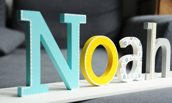 Wooden Letter Name Hand Painted Decorated Wooden Letters Etsy