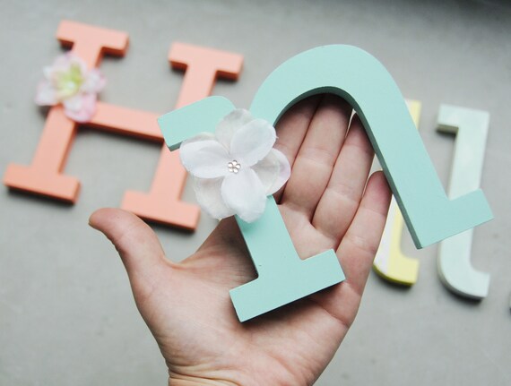 Wooden Letter Name Hand Painted Decorated Wooden Letters Etsy