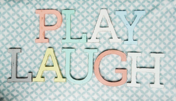 Standing Wooden Letters Play All Capitals Hand Painted And Etsy