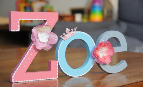 Standing Wooden Letter Name Hand Painted And Decorated Etsy