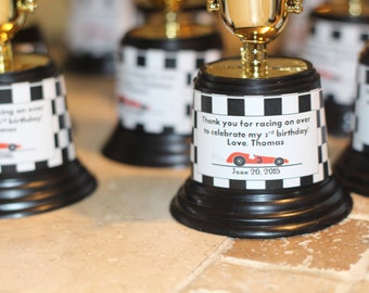 Race Car Party Trophy Sticker Digital File Invite Thank You Favor