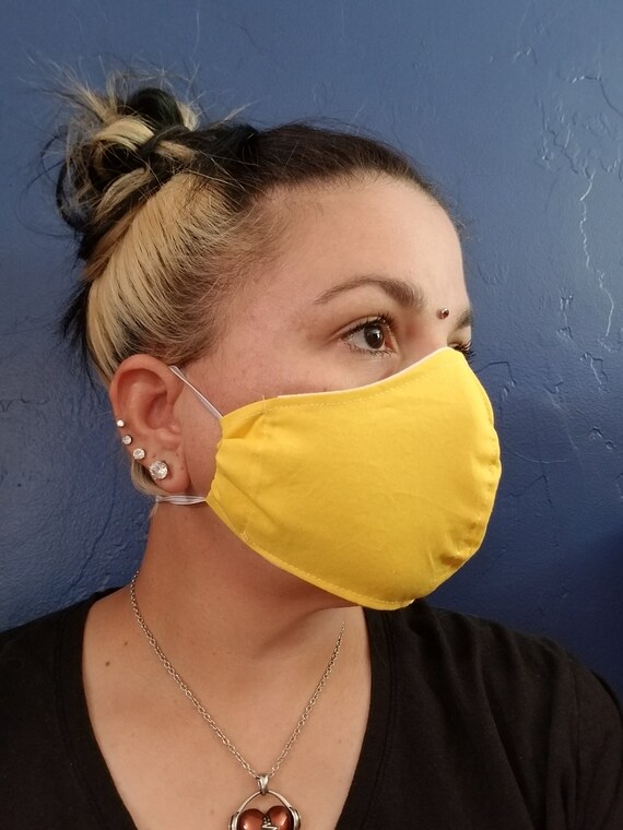 Bright yellow face mask with filter pocket adult face mask Etsy