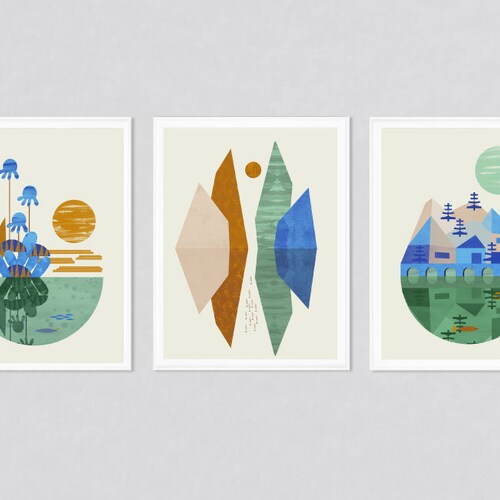 Prints Set Art Set Set of 3 Three Prints Triptych Art Set Etsy UK