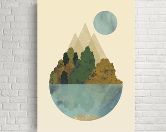 Wall art, abstract wall art, minimalist art, home decor, wall decor, modern art, modern print, large wall decor, four seasons, nature art