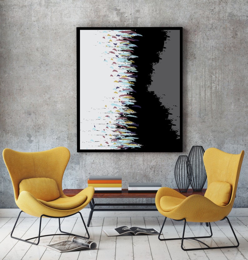 Abstract Art Print Minimalist Poster Living Room Decor Mid Etsy