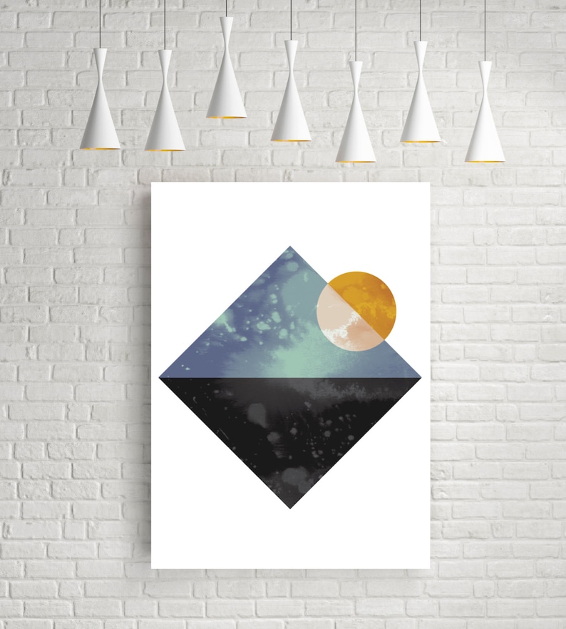 sea geometric wall art print wall art prints sun geometric wall art art prints geometric print wall print giclee art print Wall art