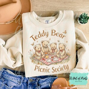 Teddy Bear Picnic Society SVG PNG | Cottagecore Shirt Design Digital Download