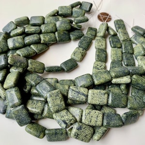 Ravishing Russian Serpentine rectangular stone beads. Sold per strand. SKU 01839