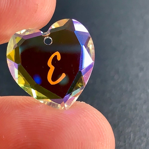 INCREDIBLE vintage SWAROVSKI cursive initial pendant! Faceted crystal heart with an unusual finish!!
