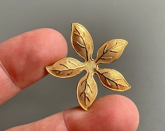 Custom gold plated brass stampings! Five petaled floral design!