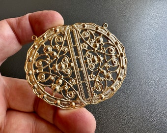 Unusual and extra large gold plated filigree component! Sold per piece. SKU 16202