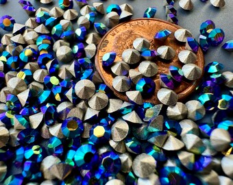 RARE Vintage Swarovski Jet Chatons Set in Brass! Sold per 12 Pieces ...