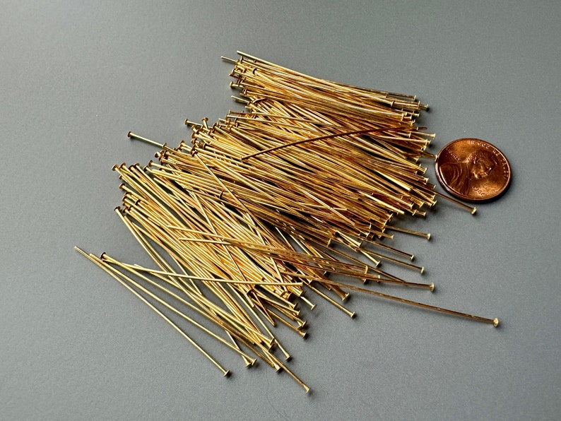 Gorgeous shine on these gold plated brass headpins. 21 gauge. imagem 7