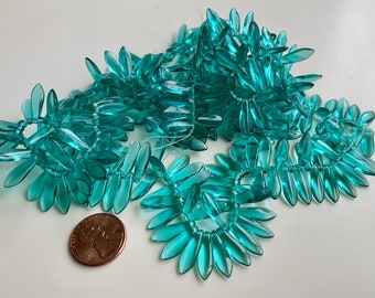 Fabulous transparent teal Czech glass daggers!