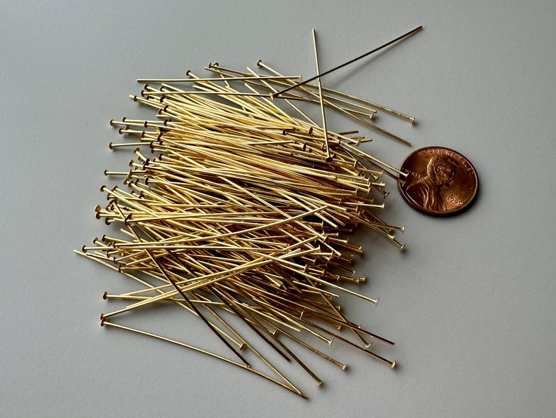 Gorgeous shine on these gold plated brass headpins. 21 gauge. imagem 5