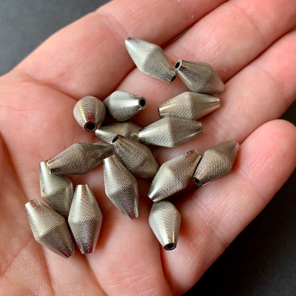 Impressive silver plated brass bicone beads! New, old stock!