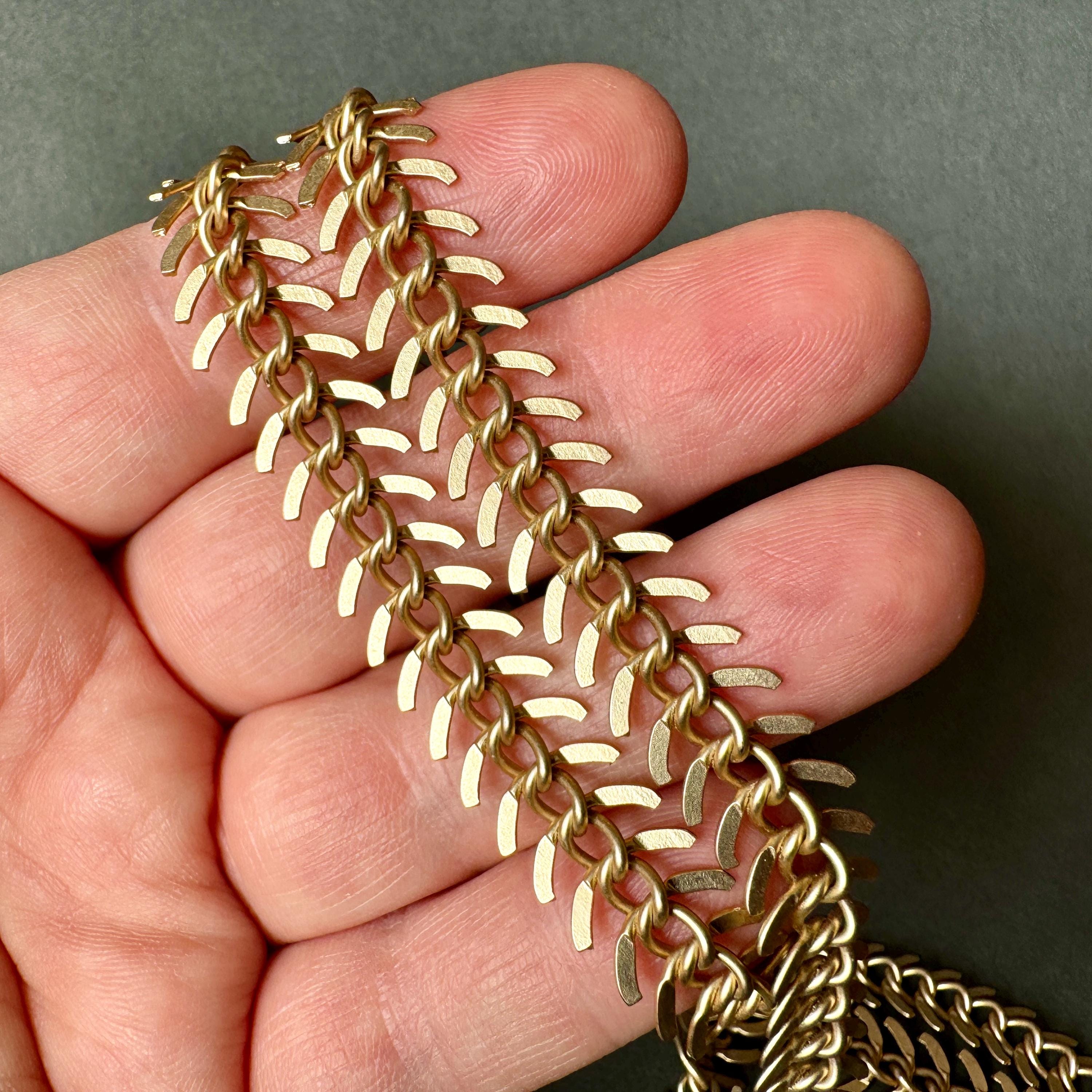 Funky R Gold Chain Funky Matte Gold Plated 'fishbone' Chain! Sold per YARD. SKU Chain621 ...