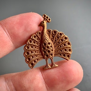 Exceptionally rare Miriam Haskell component. Dark copper/gingerbread plated brass peacock! Sold per piece. SKU 13910