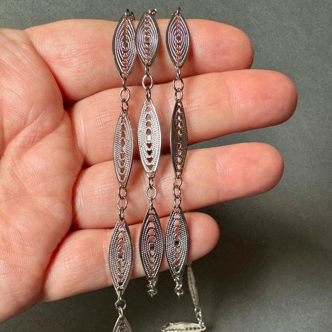 Shiny Rhodium Plated Filigree Chain! Sold per YARD. SKU Chain630 - Etsy