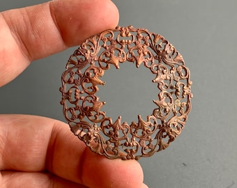 Fabulously intricate vintage brass filigree. Exceptional color variations in the patina! Sold per piece. SKU 07731