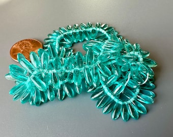 Terrific transparent teal Czech glass mini daggers!