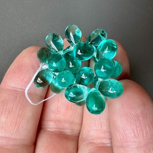 Terrific teal Czech glass drops!! Sold per 25 beads. SKU 11102
