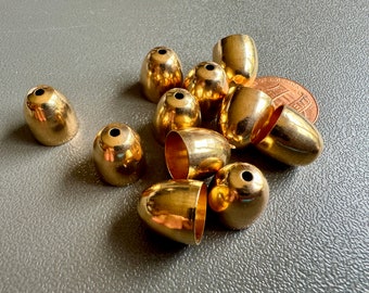 Shiny brass large end caps! Also could be used as a tassel topper or bead/end cones....