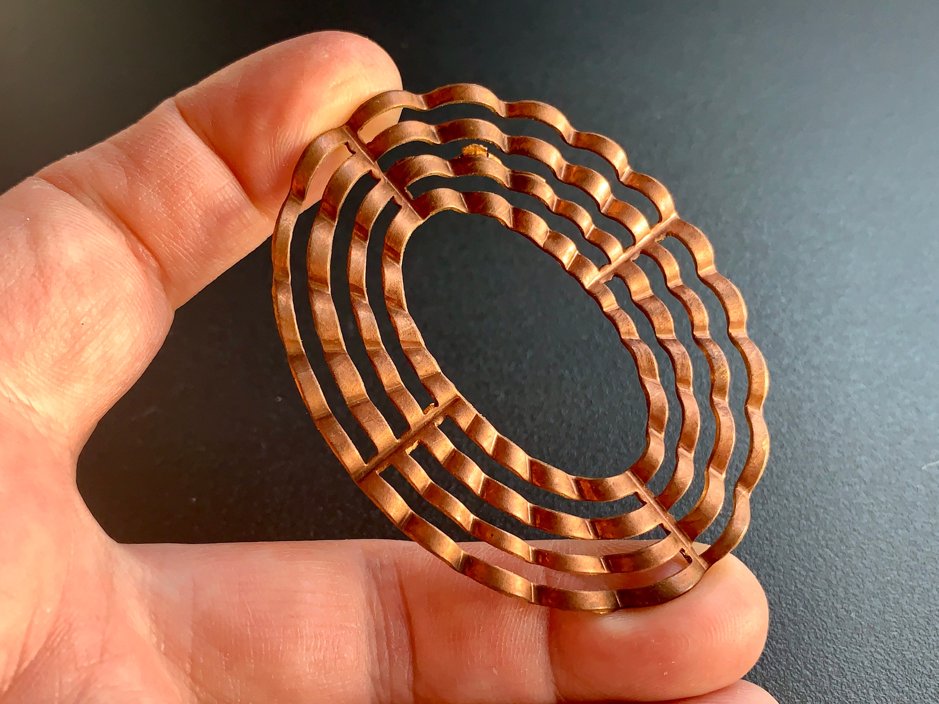 Funky wavy textured vintage brass filigree from the Haskell collection. Sold per piece. SKU 13904