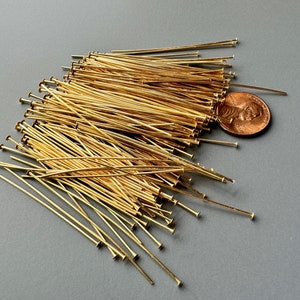 Gorgeous shine on these gold plated brass headpins. 21 gauge. imagem 1
