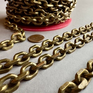 Incredible quality brass chain. Solid industrial style links. Sold per foot. SKU chain523