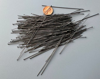 Very well made headpins. Gunmetal plated brass. 21 gauge.