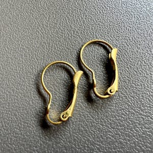Gorgeous brass American made leverback earring findings! Modified, larger &#39;kidney bead&#39; shaped. Sold per 12 pieces (six pairs). SKU 15209