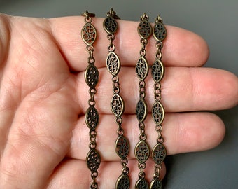 Gorgeous antique brass chain!!! Love the filigree links! Sold per one yard piece. SKU chain253