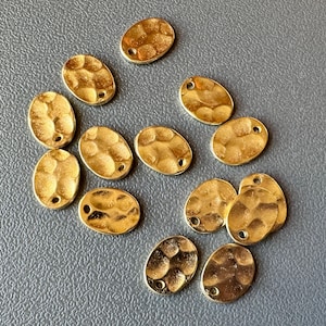GORGEOUS gold plated contemporary dimpled brass drops!! Nice, substantial weight to them. Sold per 12 pieces. SKU 03109