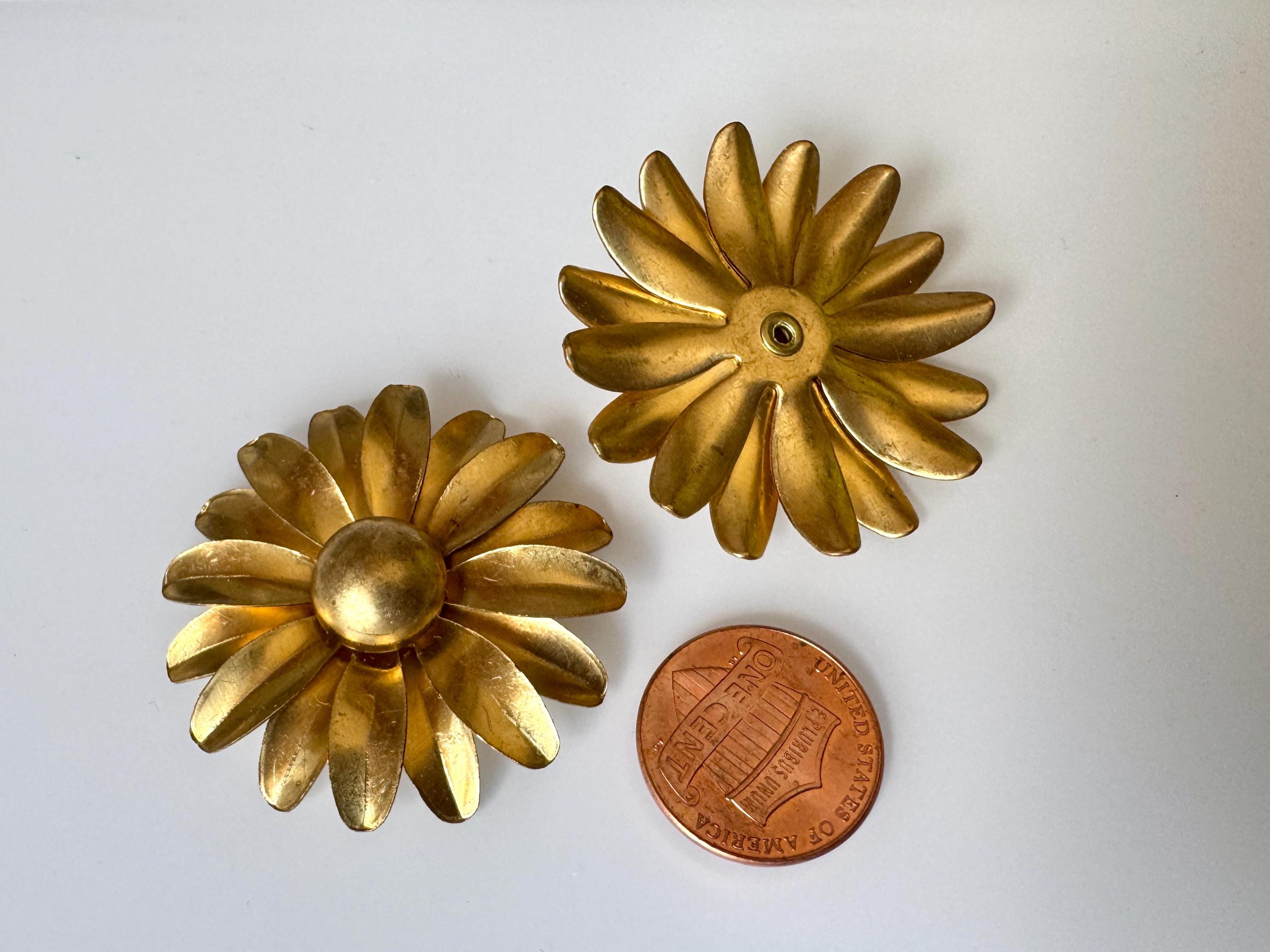 These Gorgeous Vintage Brass Flowers Are Riveted in the Back--you