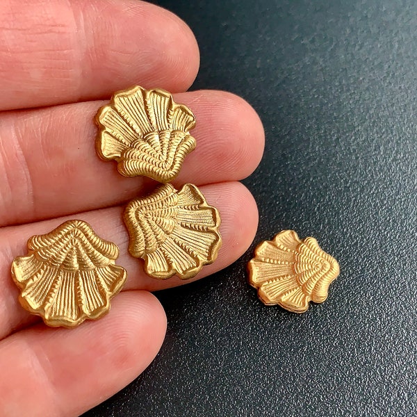 Fabulous and quite fanciful vintage Haskell brass stampings! Intricate scallop shells!