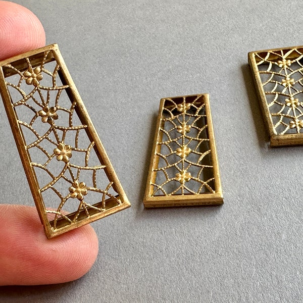 Very unusual vintage brass filigree components!