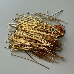 Gorgeous shine on these gold plated brass headpins. 21 gauge. imagem 6