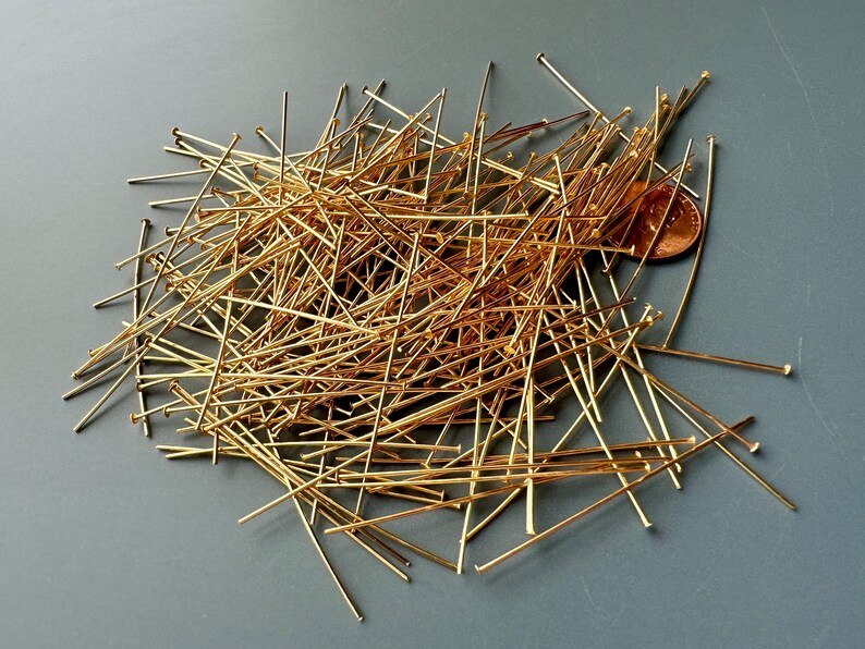 Gorgeous shine on these gold plated brass headpins. 21 gauge. image 2