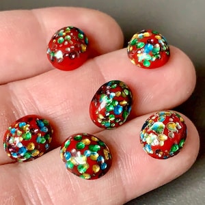 MAGNIFIQUES cabochons en verre vintage Cherry Brand ! Vendu par six pièces. UGS 12311